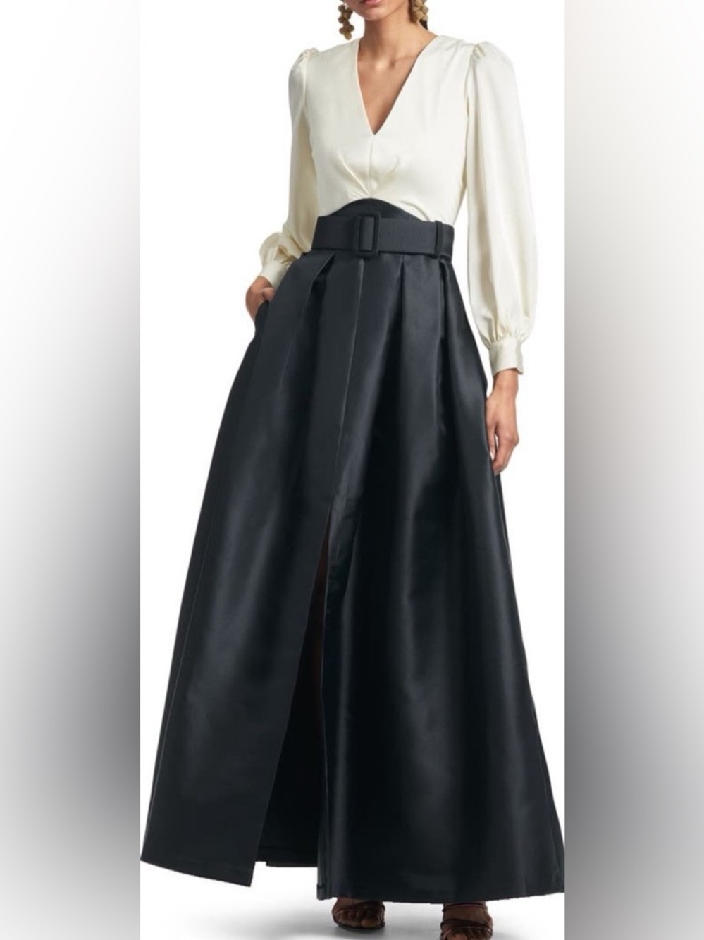Sachin + Babi black ivory Zoe gown